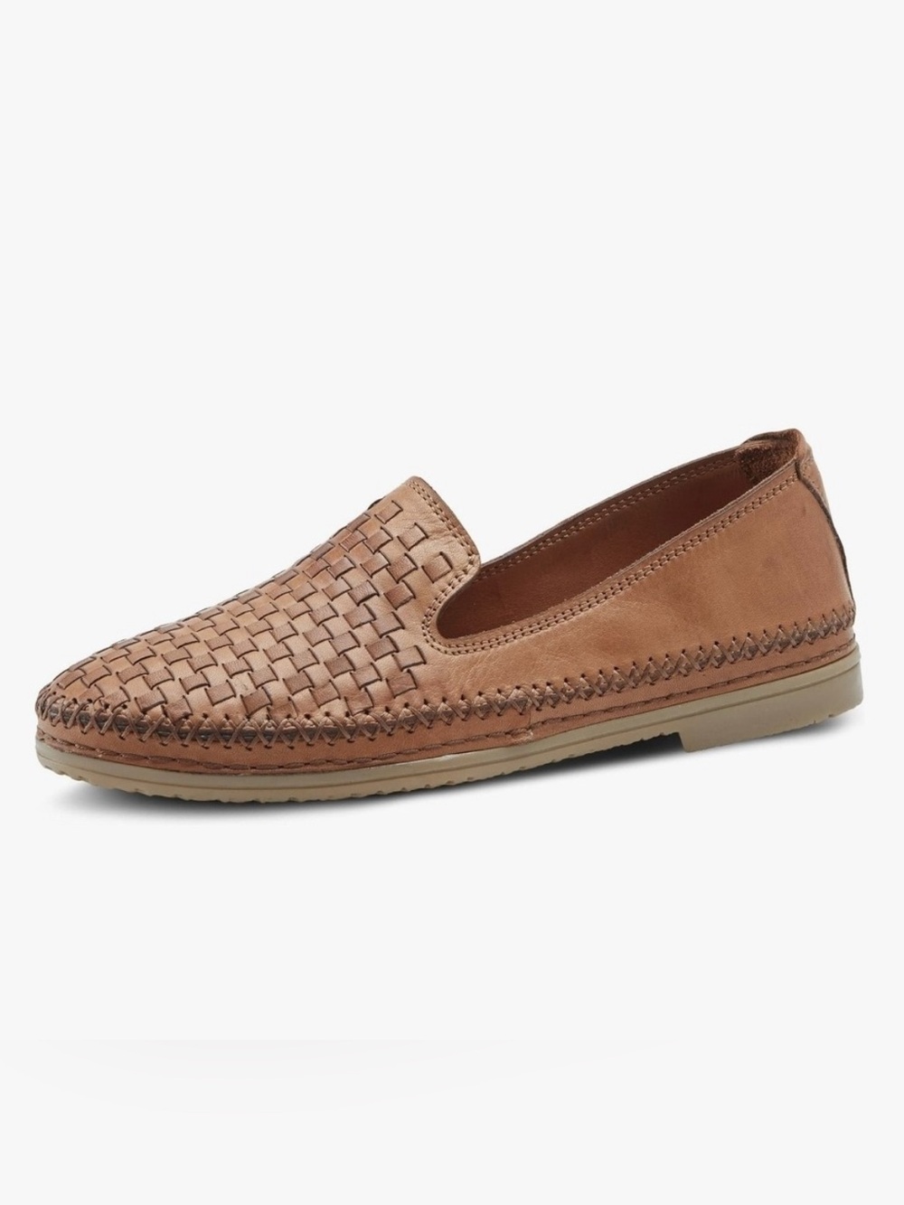 NWT Spring Step Eastmain Woven Comfort Loafers in Camel Leather Size 41